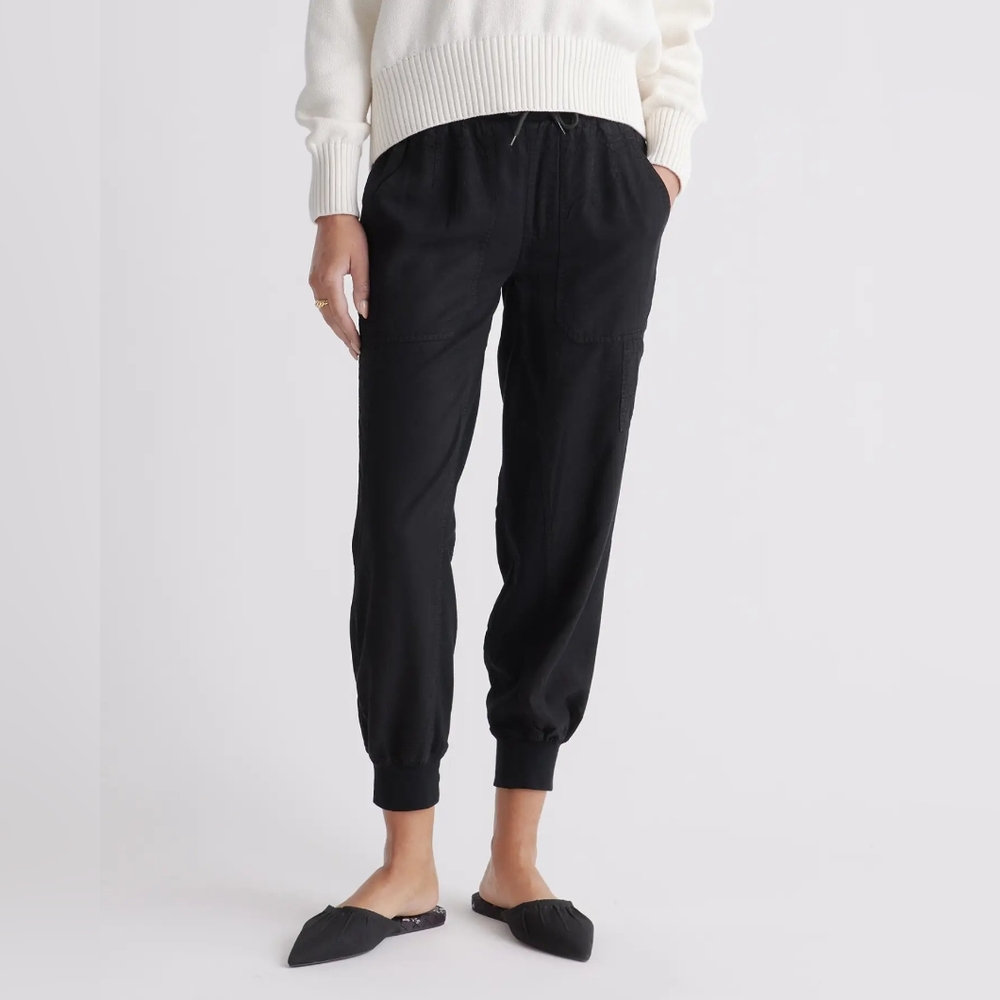 New Quince Vintage Wash Tencel Utility Jogger Black Sz M